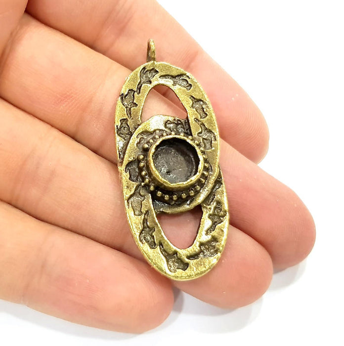 Pendant Blank Antique Bronze inlay Blank Mosaic Blank Resin Blank Bezel Base Setting Mountings Antique Bronze Plated Brass ( 51x21mm ) G9024