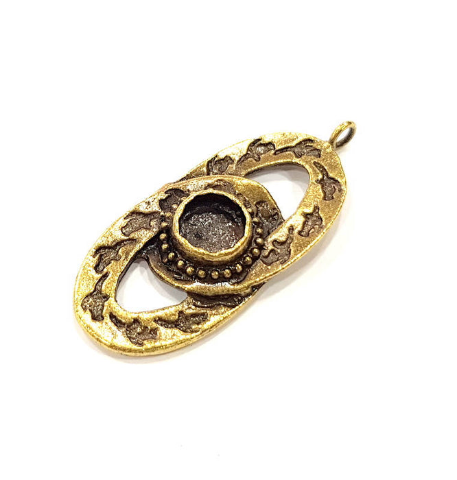 Pendant Blank Antique Bronze inlay Blank Mosaic Blank Resin Blank Bezel Base Setting Mountings Antique Bronze Plated Brass ( 51x21mm ) G9024