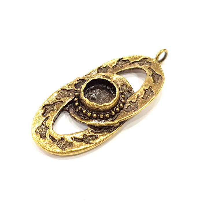 Pendant Blank Antique Bronze inlay Blank Mosaic Blank Resin Blank Bezel Base Setting Mountings Antique Bronze Plated Brass ( 51x21mm ) G9024