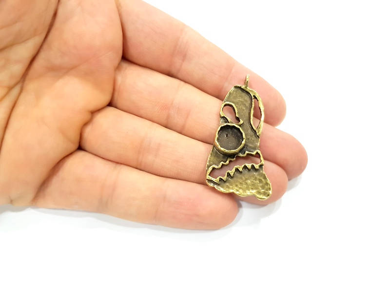 Pendant Blank Antique Bronze inlay Blank Mosaic Blank Resin Blank Bezel Base Setting Mountings Antique Bronze Plated Brass ( 46x24mm ) G9025