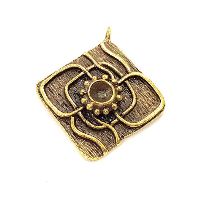 Pendant Blank Antique Bronze inlay Blank Mosaic Blank Resin Blank Bezel Base Setting Mountings Antique Bronze Plated Brass ( 43x37mm ) G9026