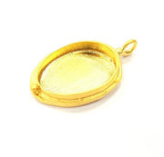 Gold Pendant Blank Base Setting Necklace Blank Resin Blank Mountings Gold Plated Brass ( 25x18mm blank ) G9029