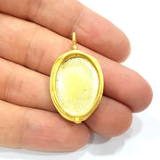 Gold Pendant Blank Base Setting Necklace Blank Resin Blank Mountings Gold Plated Brass ( 25x18mm blank ) G9029