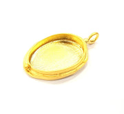 Gold Pendant Blank Base Setting Necklace Blank Resin Blank Mountings Gold Plated Brass ( 25x18mm blank ) G9029