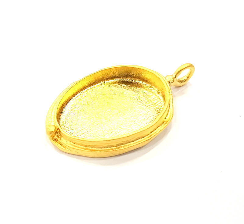 Gold Pendant Blank Base Setting Necklace Blank Resin Blank Mountings Gold Plated Brass ( 25x18mm blank ) G9029