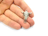 4 Silver Ox Head Skull Pendant Antique Silver Plated Pendant (32x26mm) G9031