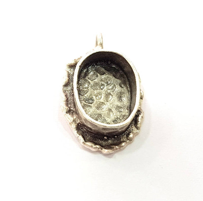 Silver Pendant Blank Mosaic Base Blank inlay Blank Necklace Blank Resin Blank Mountings Antique Silver Plated Brass ( 14x10mm )  G9044