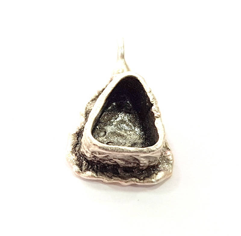 Silver Pendant Blank Mosaic Base Blank inlay Blank Necklace Blank Resin Blank Mountings Antique Silver Plated Brass ( 9x7mm )  G9046