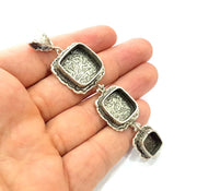 Silver Pendant Blank Mosaic Base Blank inlay Blank Necklace Blank Resin Blank Mountings Antique Silver Plated Brass (89x26mm )  G9051