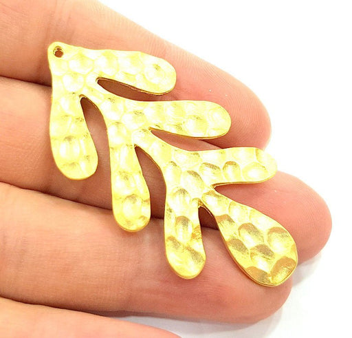 10 Gold Plated Hammered Pendant (60x30mm)  G6288