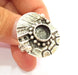 Silver Ring Blank Base Bezel Settings Cabochon Base Mountings Adjustable (10mm Blank) , Antique Silver Plated Brass G8473