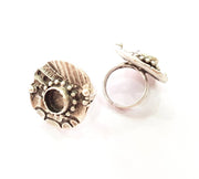 Silver Ring Blank Base Bezel Settings Cabochon Base Mountings Adjustable (10mm Blank) , Antique Silver Plated Brass G8473