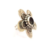 Silver Ring Blank Base Bezel Settings Cabochon Base Mountings Adjustable (10mm Blank) , Antique Silver Plated Brass G8479