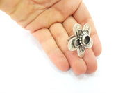 Silver Ring Blank Base Bezel Settings Cabochon Base Mountings Adjustable (10mm Blank) , Antique Silver Plated Brass G8479