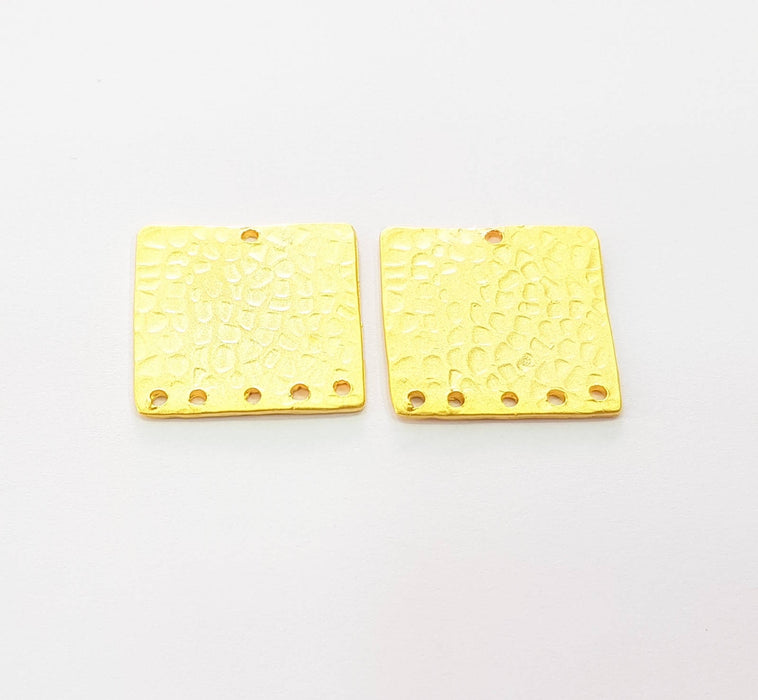 2 Gold Plated Square Connector Gold Plated Brass Charms (21mm)  G8492