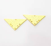 Triangle Charm Gold Plated Connector Gold Plated Brass Charms (37x20mm)  G8493