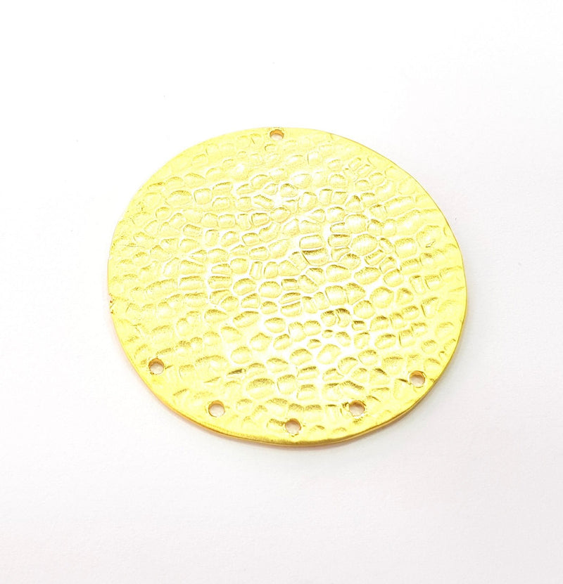 Hammered Connector Gold Plated Brass Charms (40mm)  G8503