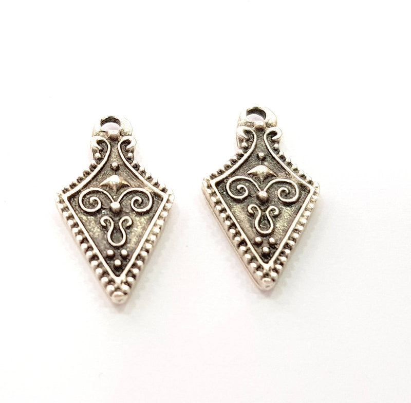 10 Silver Charms Antique Silver Plated Charms (23x12mm) G8495