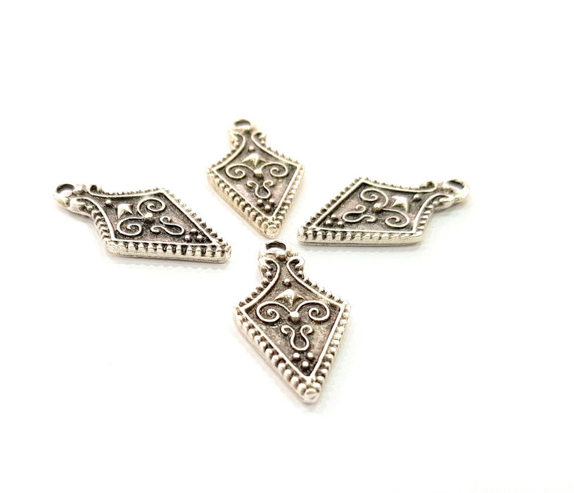 10 Silver Charms Antique Silver Plated Charms (23x12mm) G8495