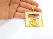 Gold Pendant Blank Base Setting Necklace Blank Resin Blank Mountings Gold Plated Brass ( 58x52mm blank ) G8496
