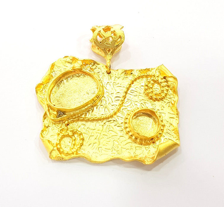 Gold Pendant Blank Base Setting Necklace Blank Resin Blank Mountings Gold Plated Brass ( 52x50mm blank ) G8497