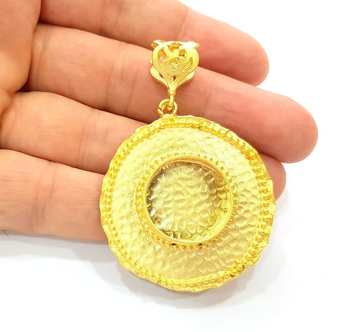 Gold Pendant Blank Base Setting Necklace Blank Resin Blank Mountings Gold Plated Brass ( 20mm blank ) G13682