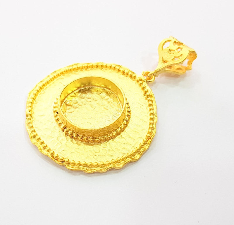 Gold Pendant Blank Base Setting Necklace Blank Resin Blank Mountings Gold Plated Brass ( 20mm blank ) G13682