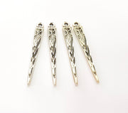 10 Spike Charms Silver Charms Antique Silver Plated Charms (38x5mm) G9095
