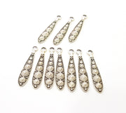 20 Silver Charms Antique Silver Plated Charms (34x6mm) G8501