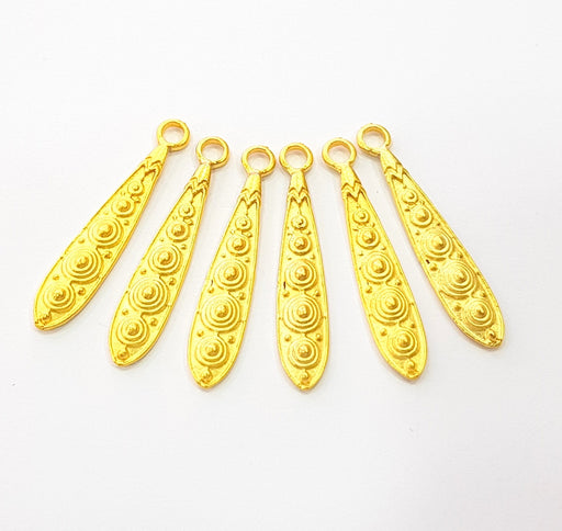 5 Gold Charm Ethnic Charm Tribal Charms Gold Plated Charms  (35x6mm)  G8506