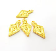 4 Gold Charm Ethnic Charm Tribal Charms Gold Plated Charms  (23x12mm)  G8507