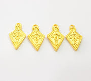 4 Gold Charm Ethnic Charm Tribal Charms Gold Plated Charms  (23x12mm)  G8507