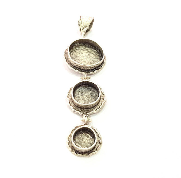 Silver Pendant Blank Resin Blank Mosaic Base Blank inlay Blank Necklace Blank Mountings Antique Silver Plated Brass (88x24mm )  G9062