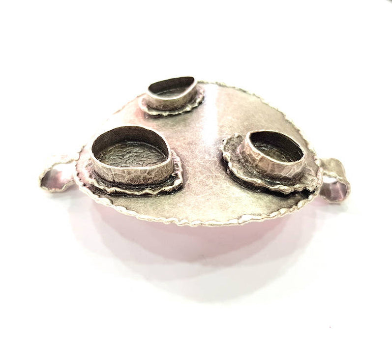 Silver Pendant Blank Resin Blank Mosaic Base Blank inlay Blank Necklace Blank Mountings Antique Silver Plated Brass (83x69mm )  G9063