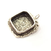 Silver Pendant Blank Resin Blank Mosaic Base Blank inlay Blank Necklace Blank Mountings Antique Silver Plated Brass (15x15mm )  G9081