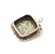 Silver Pendant Blank Resin Blank Mosaic Base Blank inlay Blank Necklace Blank Mountings Antique Silver Plated Brass (15x15mm )  G9081