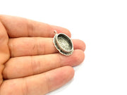 Silver Pendant Blank Resin Blank Mosaic Base Blank inlay Blank Necklace Blank Mountings Antique Silver Plated Brass (18x13mm blank )  G9084