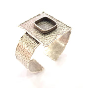 Silver Bracelet Blanks Bangle Blanks Cuff Blanks Adjustable Hammered Bracelet Blank Antique Silver Plated Brass ( 15x15mm Blanks ) G9087