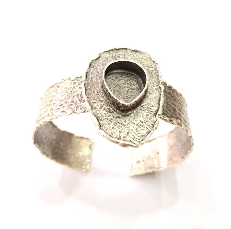 Silver Bracelet Blanks Bangle Blanks Cuff Blanks Adjustable Hammered Bracelet Blank Antique Silver Plated Brass ( 20x15mm Blanks ) G9088
