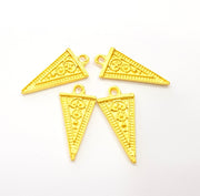4 Gold Triangle Charm Gold Plated Charms  (25x12mm)  G8799
