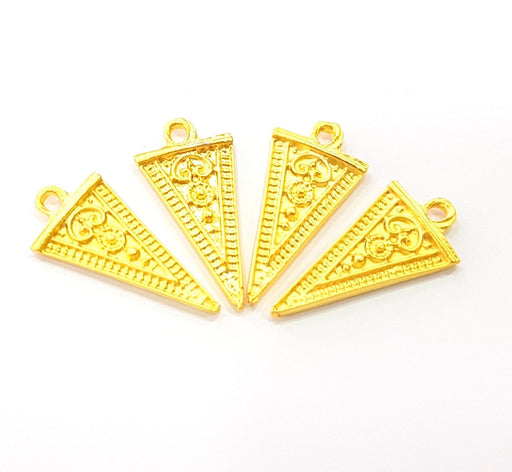 4 Gold Triangle Charm Gold Plated Charms  (25x12mm)  G8799