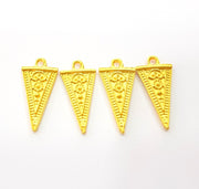 4 Gold Triangle Charm Gold Plated Charms  (25x12mm)  G8799