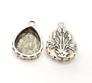 6 Silver Pendant Blank Bezel Base Setting Necklace Blank Resin Blank Mountings Antique Silver Plated  (16x12mm  blank )  G8510