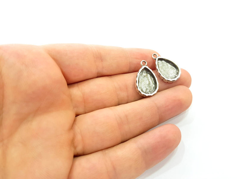 6 Silver Pendant Blank Bezel Base Setting Necklace Blank Resin Blank Mountings Antique Silver Plated  (16x12mm  blank )  G8510