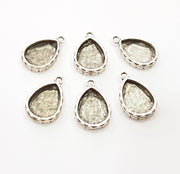 6 Silver Pendant Blank Bezel Base Setting Necklace Blank Resin Blank Mountings Antique Silver Plated  (16x12mm  blank )  G8510