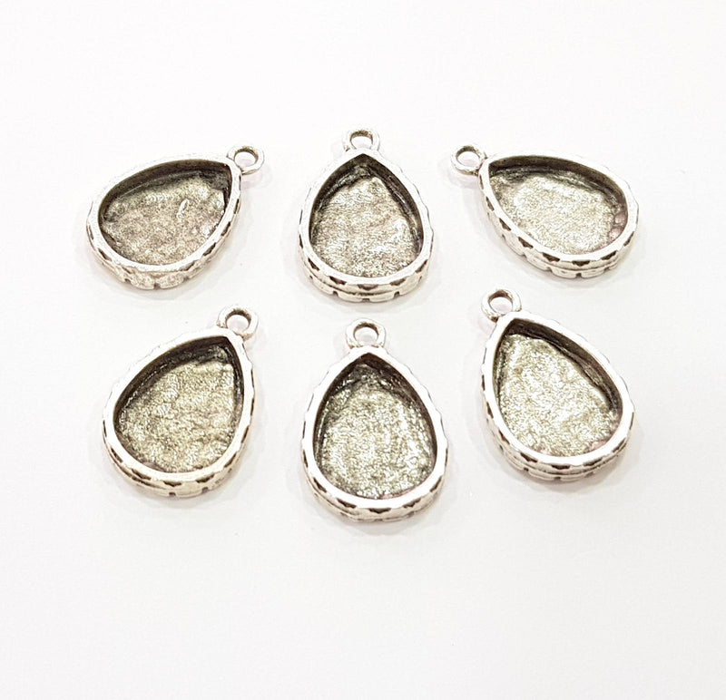 6 Silver Pendant Blank Bezel Base Setting Necklace Blank Resin Blank Mountings Antique Silver Plated  (16x12mm  blank )  G8510