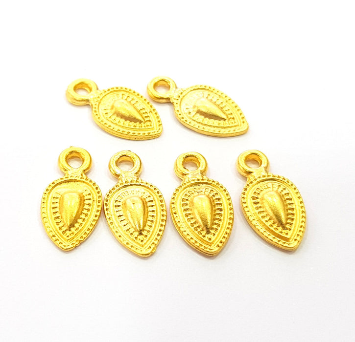 10 Gold Charm Gold Plated Charms  (16x8mm)  G8514