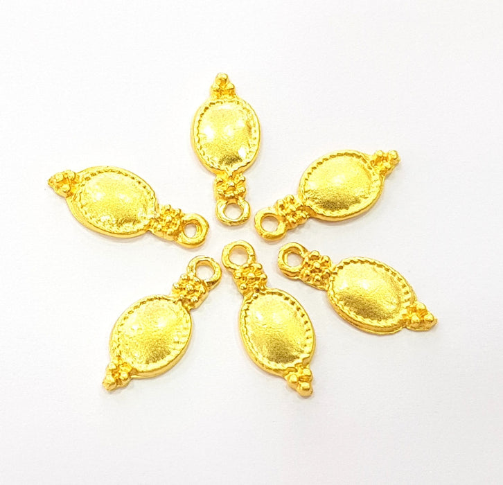 10 Gold Charm Gold Plated Charms  (18x7mm)  G8516