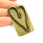 Antique Bronze Pendant Blank Bezel Base Setting Necklace Blank Resin Blank Mountings Antique Bronze Plated Brass ( 56x33mm )  G8519