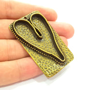 Antique Bronze Pendant Blank Bezel Base Setting Necklace Blank Resin Blank Mountings Antique Bronze Plated Brass ( 56x33mm )  G8519